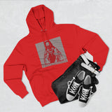 God Money Power Hoodie — Red Religious Icon Graphic Fleece Pullover