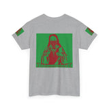Graphic Tee — Masked Saint Illustration (Red & Green)