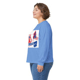 Long Sleeve Tee — "God Money Power" Patriotic Jesus Graphic