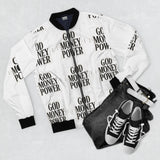 God Money Power Bomber Jacket — Graphic All-Over Print Men's Bomber
