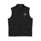 God Money Power- Men's Soft Shell Vest — Small American Flag Patch Chest