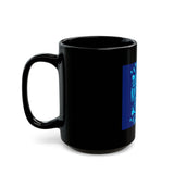 Black Ceramic Mug — Blue 'Good Money Power' Urban Graphic Coffee Cup (11oz/15oz)