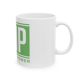 GMP 'God Money Power' Ceramic Coffee Mug – Inspirational Green Logo (11oz & 15oz)