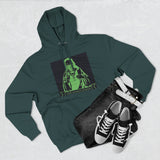Religious Graphic Hoodie — 'God Money Power' Green Icon Print