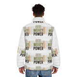 God Money Power Puffer Jacket — Bold Statement Men's All-Over Print