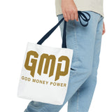 GMP 'God Money Power' Gold Logo Tote Bag - Inspirational Christian Canvas Tote