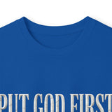 Long Sleeve Tee — "Put God First, Hustle for the Money, Put Yourself in Power" Inspirational Faith & Hustle Top