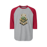 God Power Baseball Tee — Vintage Retro Faith Raglan Shirt