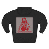 God Money Power Hoodie — Red Religious Icon Graphic Fleece Pullover