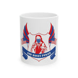 God Money Power Ceramic Mug — Patriotic Religious Graphic Coffee Cup (11oz/15oz)