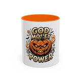 God Money Power- Pumpkin Coffee Mug — Halloween Accent Mug (11/15oz)