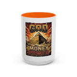 Coffee Mug - 'God Money Power' Pyramid Graphic Accent Mug (11/15oz)
