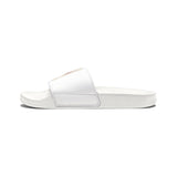 Men's Removable-Strap Sandals — White Slide Sandals with Vintage Patch