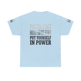 Inspirational Faith Tee — "Put God First, Hustle for the Money, Put Yourself in Power"