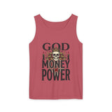 God Money Power- Skull Tank Top — Edgy Graphic Streetwear