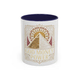 God Money Power Pyramid Accent Coffee Mug — Inspirational Wealth & Faith Ceramic Mug