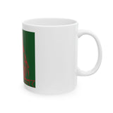 Religious Icon Graphic Mug — 'God Money Power' Red on Green Ceramic Coffee Cup (11oz/15oz)