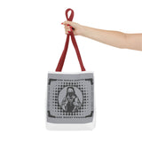 Religious Icon Tote Bag — "God Money Power" Graphic Canvas Tote