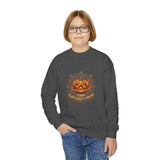 Youth Crewneck Sweatshirt — Vintage Halloween Pumpkin "GOD MONEY POWER"