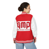 Letterman Jacket — GMP "God Money Power" Red & White Varsity