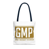 GMP Gold Logo Tote Bag — "God Money Power" Inspirational Canvas Tote