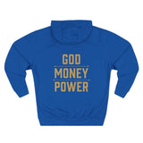 God Money Power Hoodie — Graphic Religious Statement Pullover