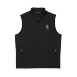 Men's Black Soft Shell Vest with Small Yellow Cartoon Logo — Lightweight Outdoor Workwear