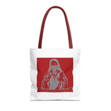 Saint Icon Red Graphic Tote Bag — 'Good Money Power' Illustration