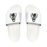 Men's Slide Sandals — Removable Strap White Slides with Graphic Icon
