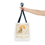 Egyptian Pyramid Tote Bag — "God Money Power" Sun & Ankh Graphic