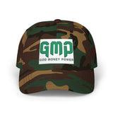 GMP 'God Money Power' Embroidered Classic Dad Cap — White Adjustable Baseball Hat