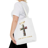 GMP 'God Money Power' Floral Cross Tote Bag