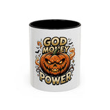 God Money Power- Pumpkin Coffee Mug — Halloween Accent Mug (11/15oz)