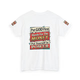 Put GOD First Hustle For The MONEY Tee - Faith & Motivation Graphic T-Shirt
