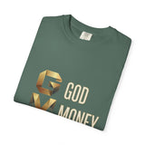 T-Shirt — GVMP Gold Graphic: "God Money Power" Statement Tee