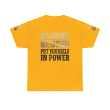 Inspirational Faith Tee — "Put God First, Hustle for the Money, Put Yourself in Power"