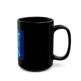 Black Ceramic Mug — Blue 'Good Money Power' Urban Graphic Coffee Cup (11oz/15oz)