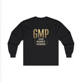 GMP (God Money Power) Long Sleeve Tee — Gold Logo Faith Streetwear