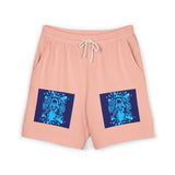 Graphic Fleece Sweat Shorts — Blue Neon Skull Pocket Print