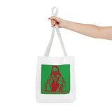 Jesus Face Mask Tote Bag – Green & Red Religious Graphic Shopper