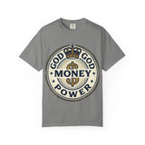 God Money Power T-Shirt — Crown Emblem Graphic Tee (God • Money • Power)