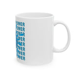 God Money Power Ceramic Mug — Blue Graphic Jesus Design (11oz, 15oz)