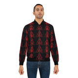 Red Hooded Grim Reaper All-Over Print Bomber Jacket — Gothic Streetwear