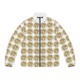 Men's Puffer Jacket — Gold Monogram Repeat AOP