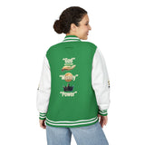 Letterman Jacket — 'War Money Power' Crown Graphic Varsity Jacket