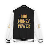 Letterman Jacket — 'GOD MONEY POWER' Red & White Varsity Jacket