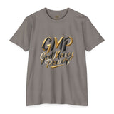 T-Shirt — GMP "God Money Power" Gold Script Graphic