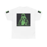 Graphic Tee — 'God Money Power' Neon Saint Illustration