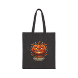 Halloween Pumpkin Jack-O'-Lantern Cotton- “God Money Power” Tote Bag