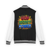 Letterman Jacket — "God Money Power" Retro Graphic Varsity Jacket